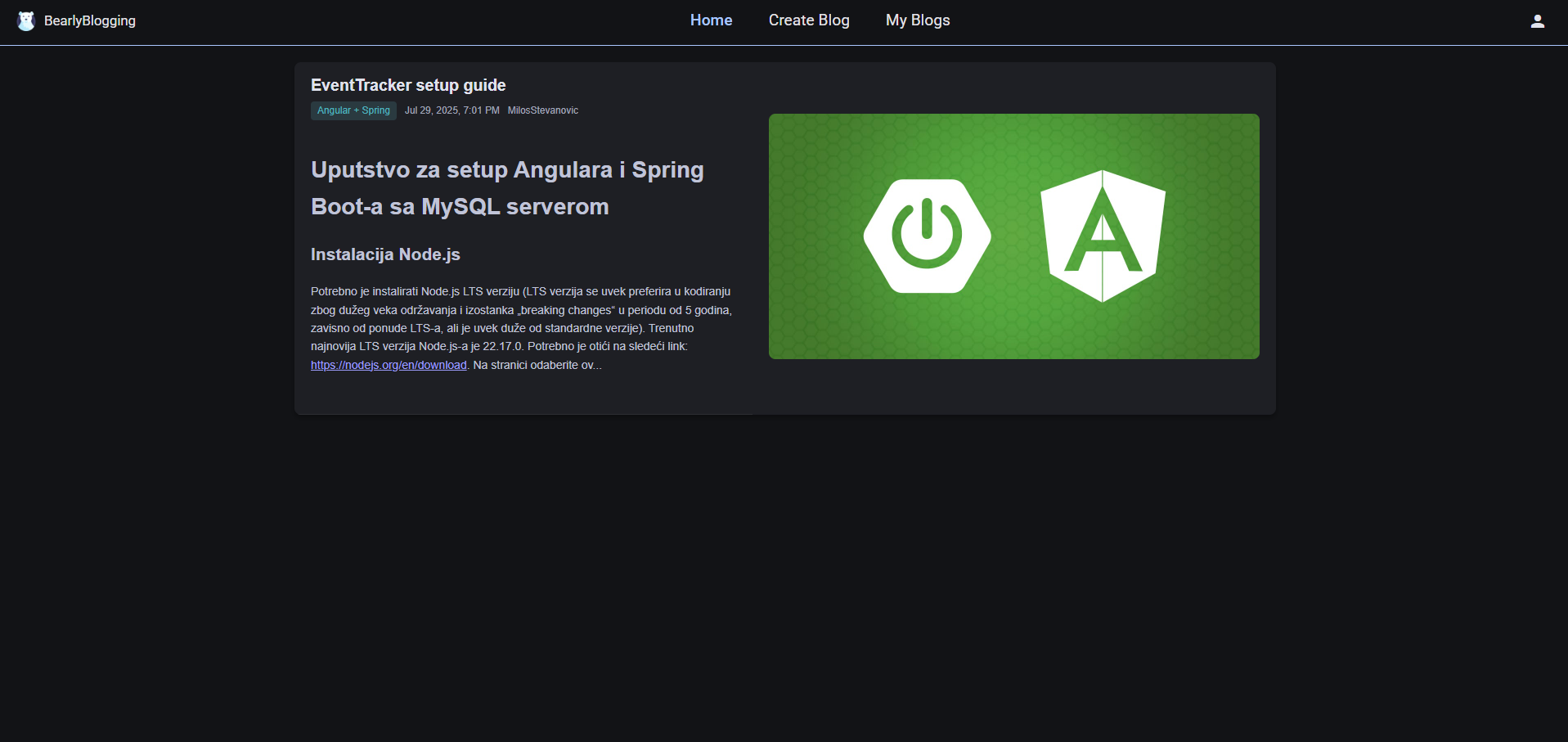 BearlyBlogging Application
